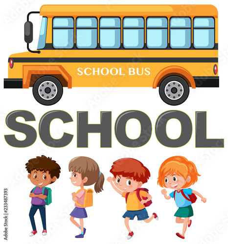 Student character with school bus