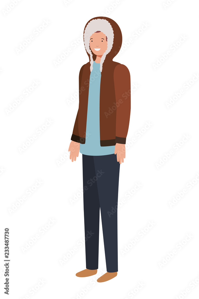 young man with winter clothes avatar character young man with winter clothes avatar character
