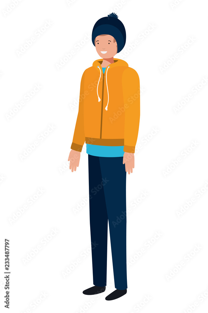 young man with winter clothes avatar character young man with winter clothes avatar character