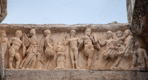 Photos Relief statues on the frieze from Ephesus ancient city, Turkey