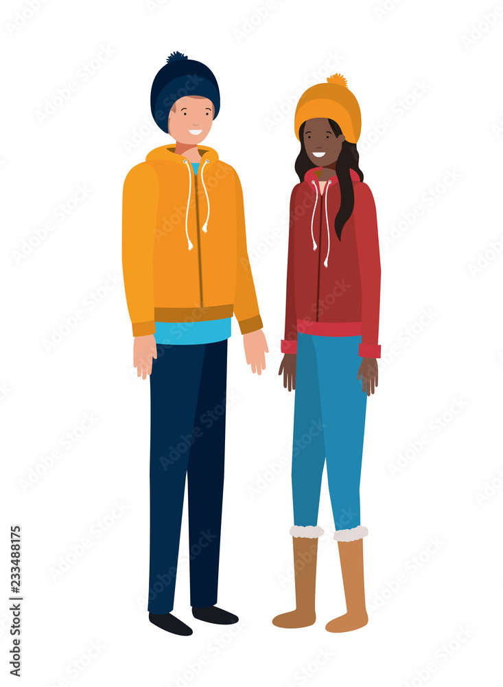 couple with winter clothes avatar character couple with winter clothes avatar character