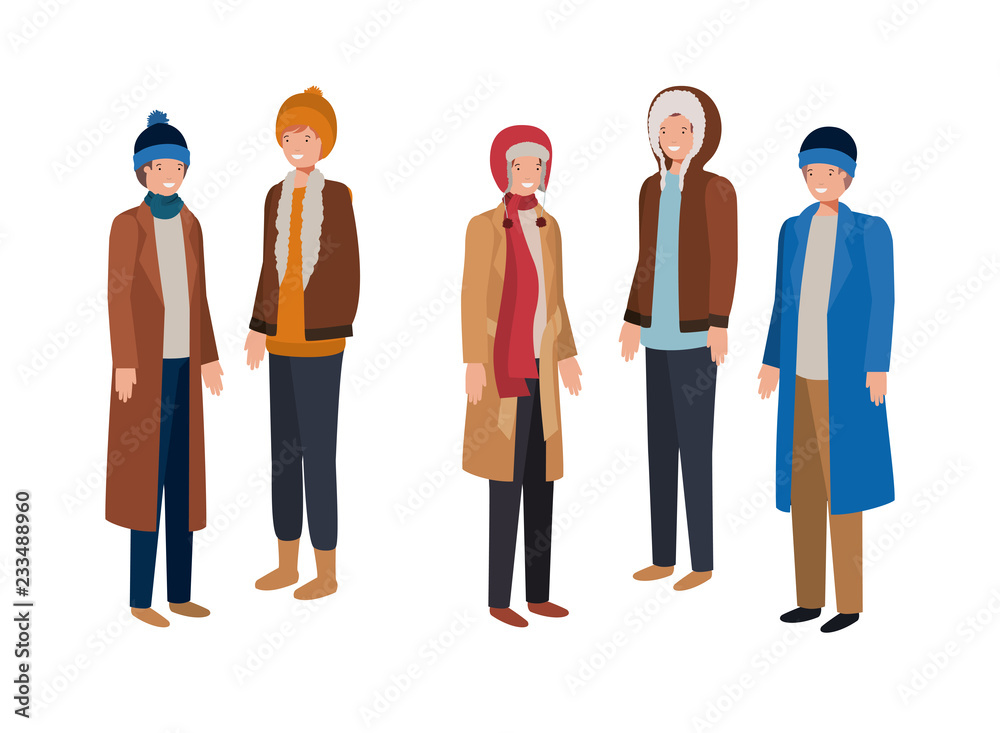 men with winter clothes avatar character