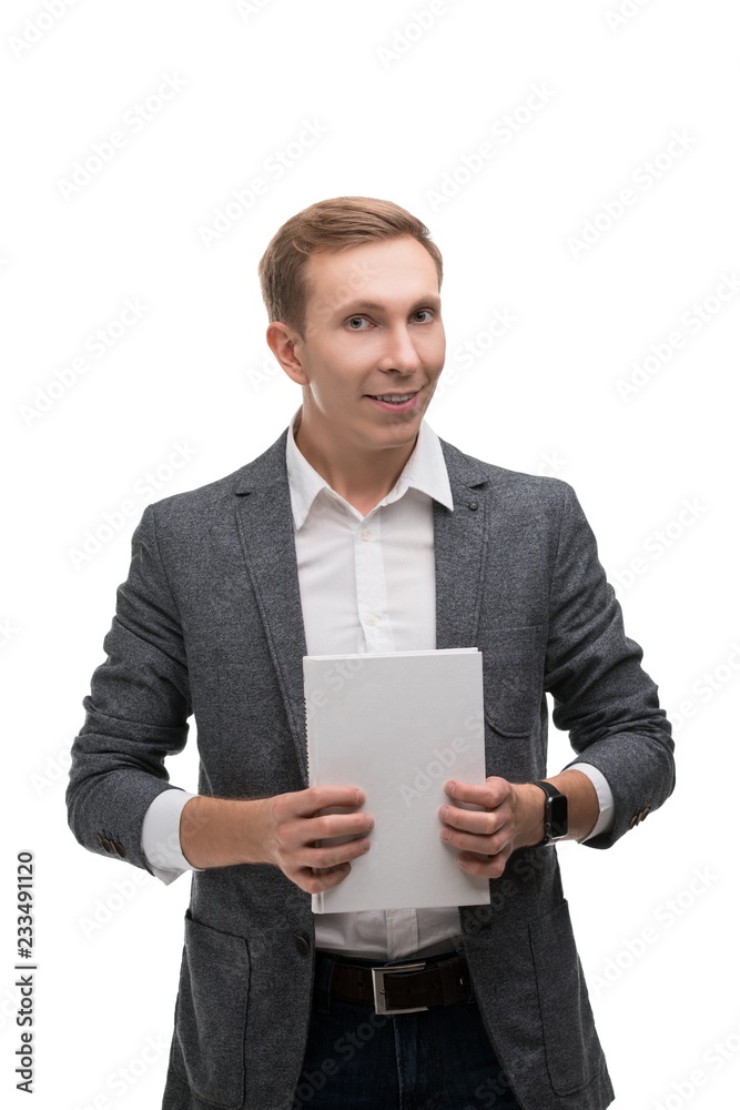 Handsome man in jacket and white shirt portrait Handsome man in jacket and white shirt portrait