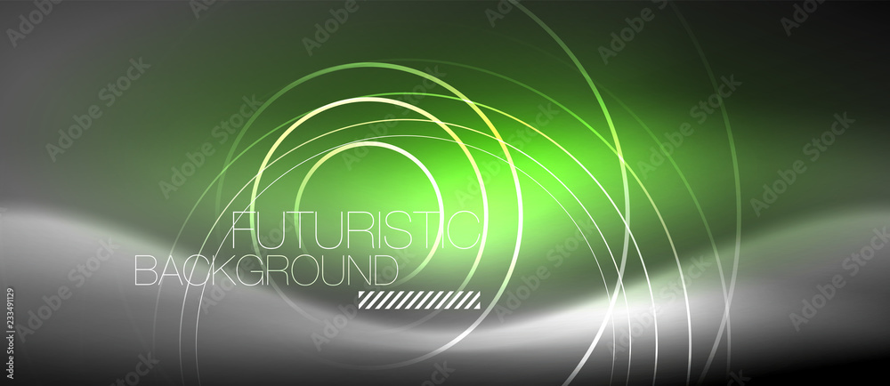 Neon circles abstract background, shiny lines Neon circles abstract background, shiny lines