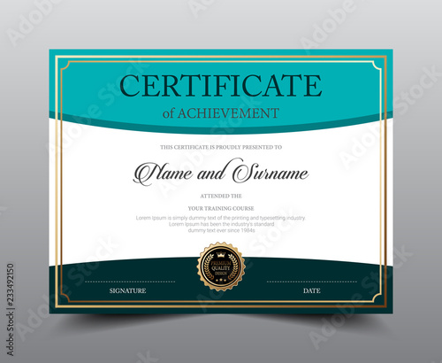 Certificate layout template design, Luxury and Modern style, vector illustration artwork.