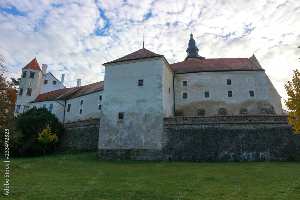 Panoramic view of medieval castle of Telc, Czech republic