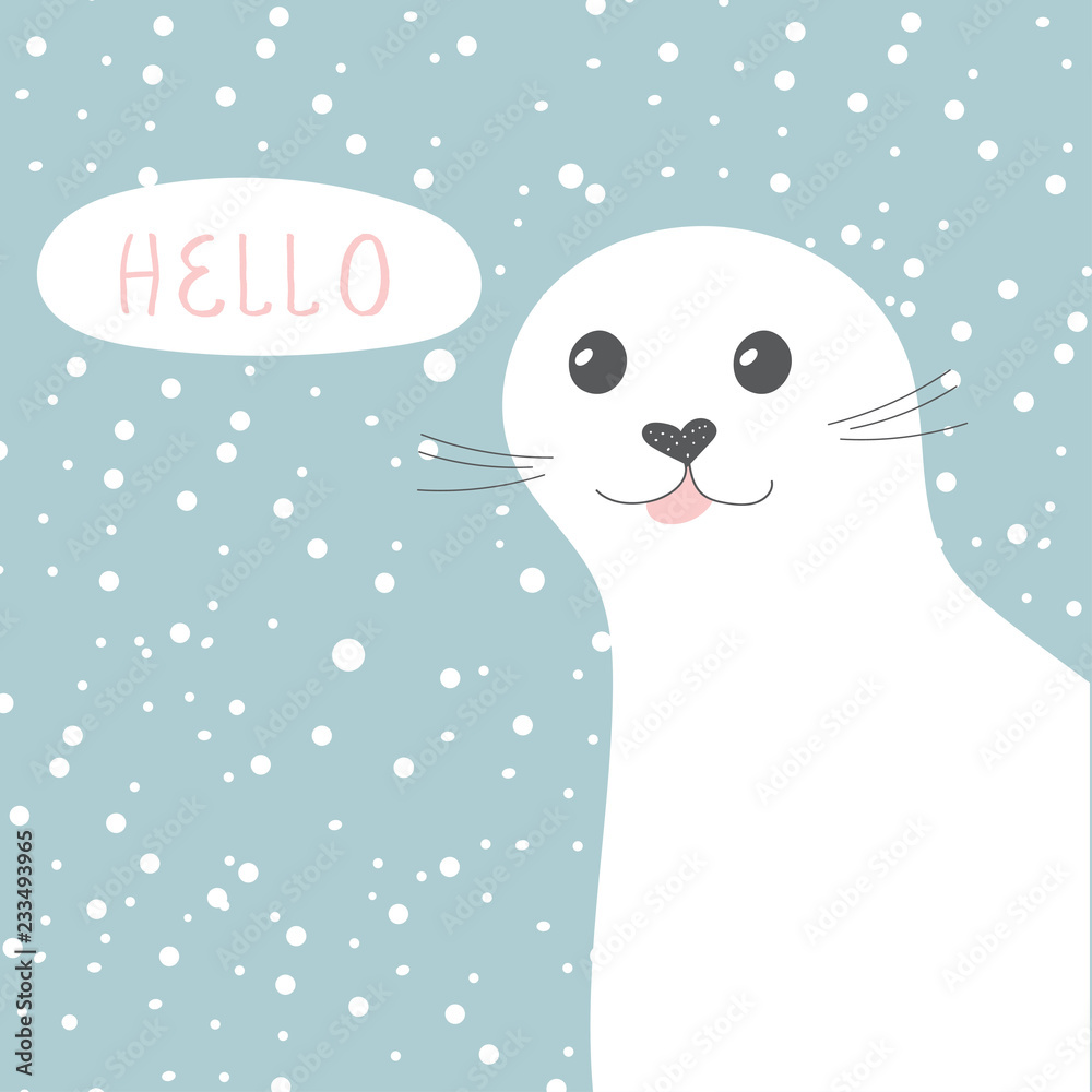 Cute seal. Vector illustration of  cartoon