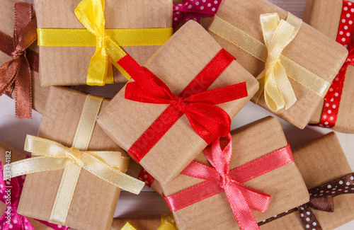 Wrapped gifts with ribbons for Christmas or other celebration