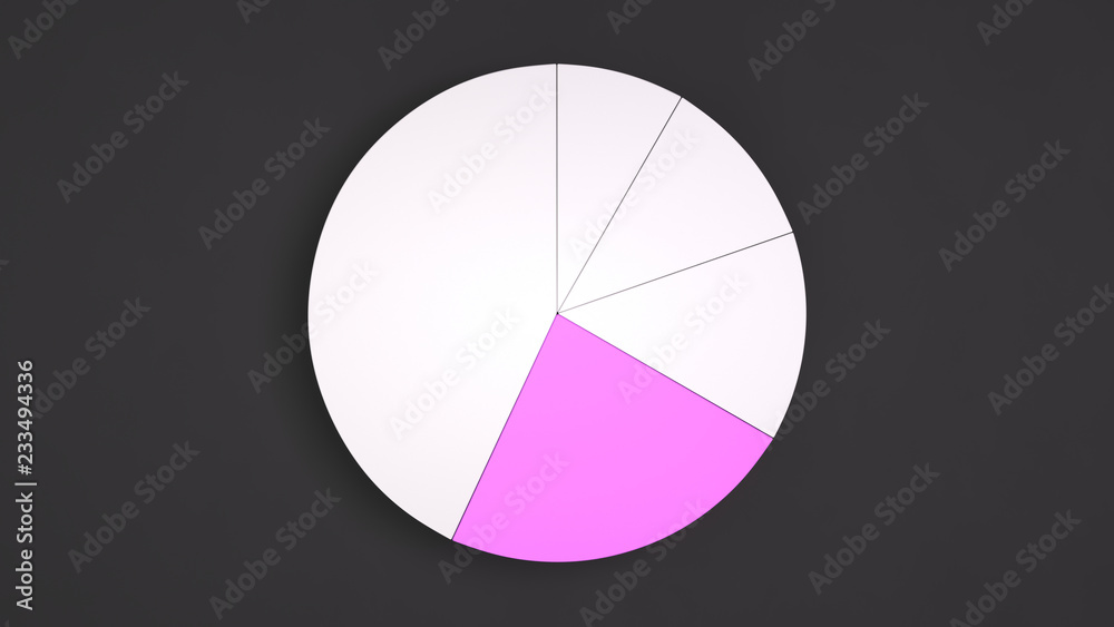 White pie chart with one purple sector