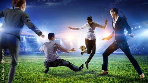 Playing team games. Mixed media