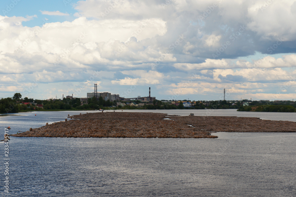 Cityscape of river Northern Dvina in Arkhangelsk, Arkhangelsk, Russia 