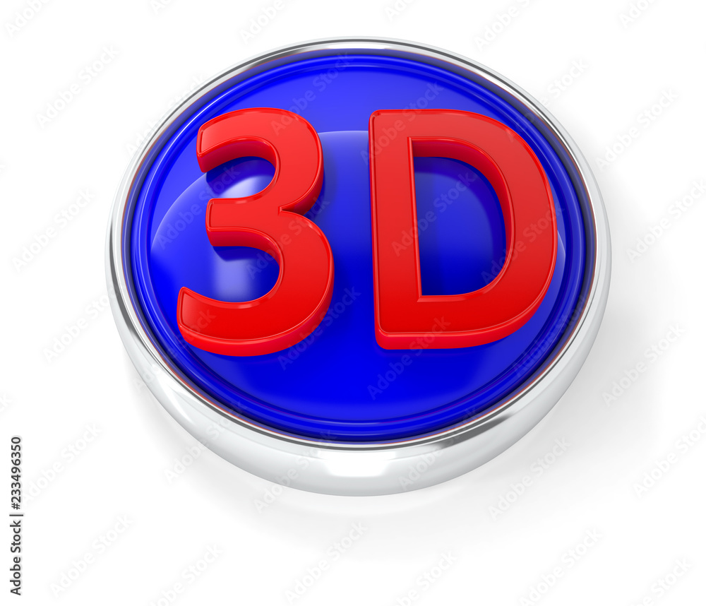 3D icon on glossy blue round button 3D icon on glossy blue round button