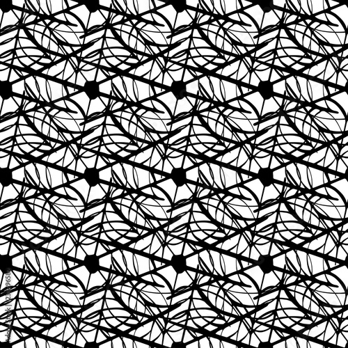 Seamless pattern with spider web. Connected black lines on white background.