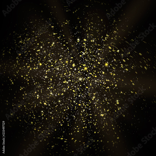 Glitter background with gold sparkle shine light confetti. Vecto