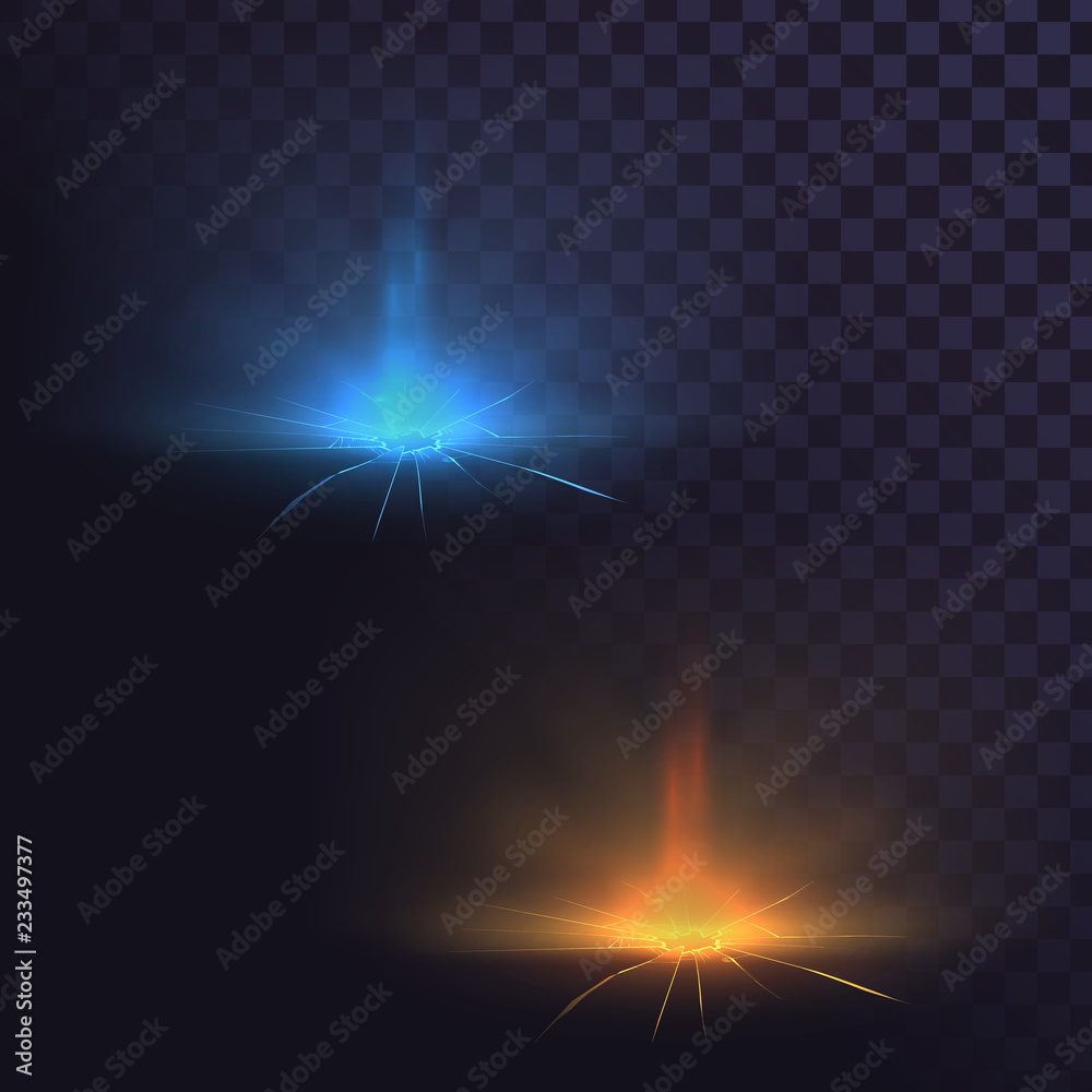 A beam of blue light from a crack in the ground A beam of blue light from a crack in the ground
