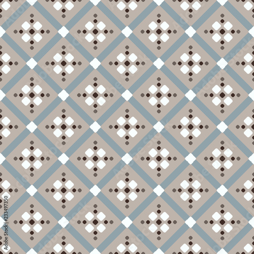Brown beige white blue geometric pattern