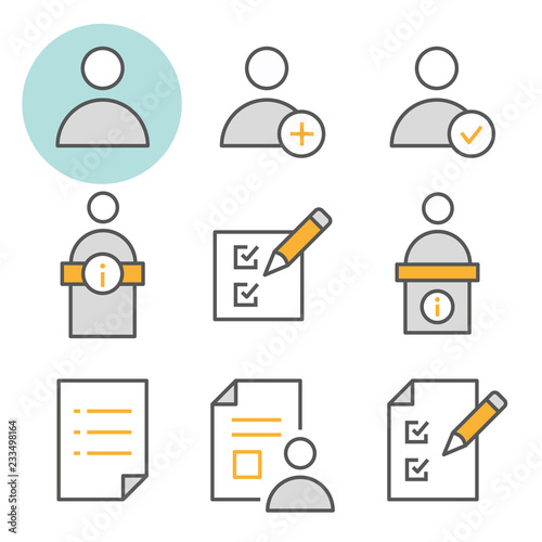Registration flat line icon set. Vector illustration. Editable stroke.