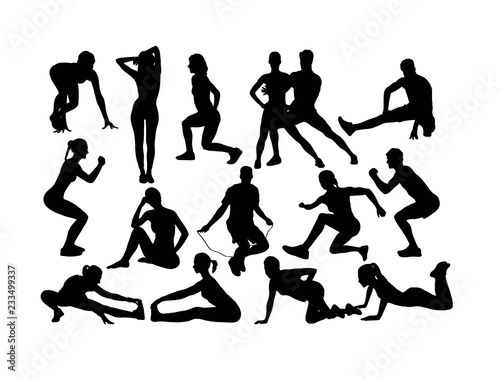 Fitness and Gym Sport Silhouettes, art vector design