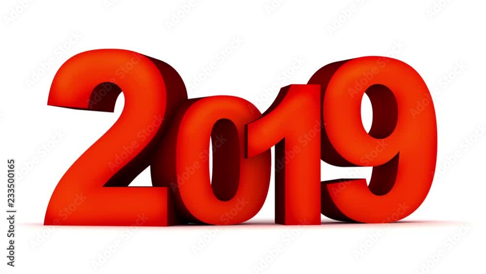 Sign new year 2019 on white background and alpha channel. 3d render Sign new year 2019 on white background and alpha channel. 3d render