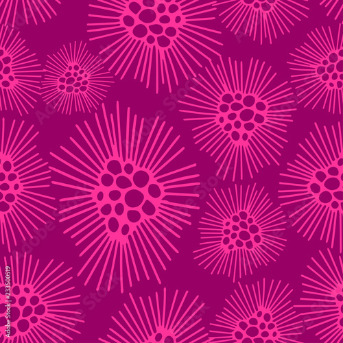 A seamless pattern of a dandelions flowers pink