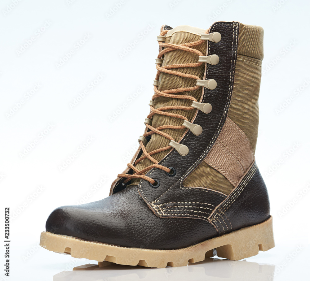 7526751 One Brown Military Tall Shoe Stock Photo | Adobe Stock