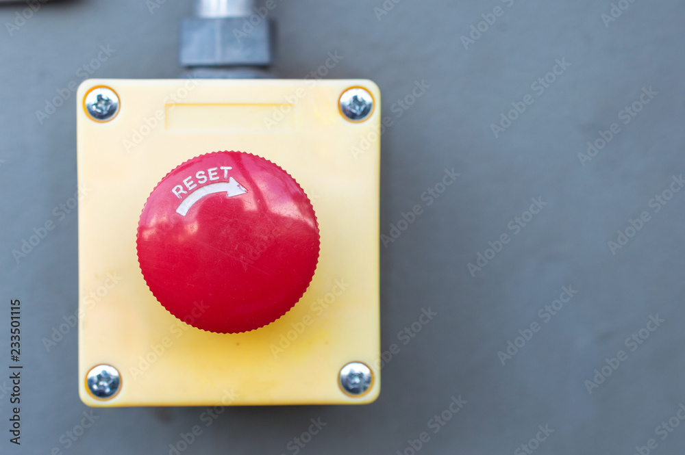 The red emergency button or stop button for industrial machine ...