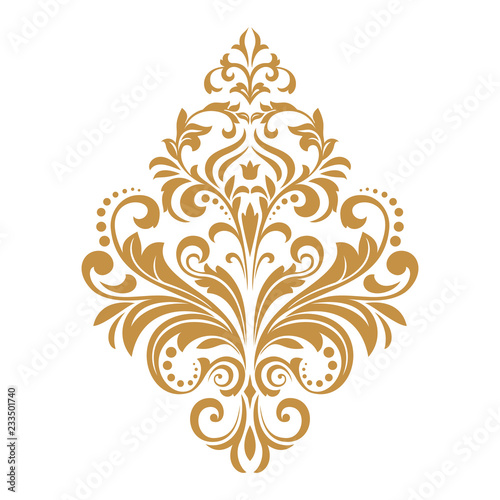 Damask graphic ornament. Floral design element. Gold vector pattern