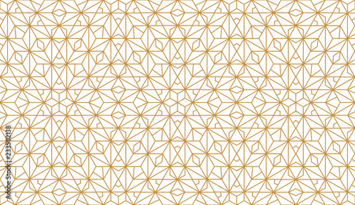 The geometric pattern with lines. Seamless vector background. White and gold texture. Graphic modern pattern. Simple lattice graphic design