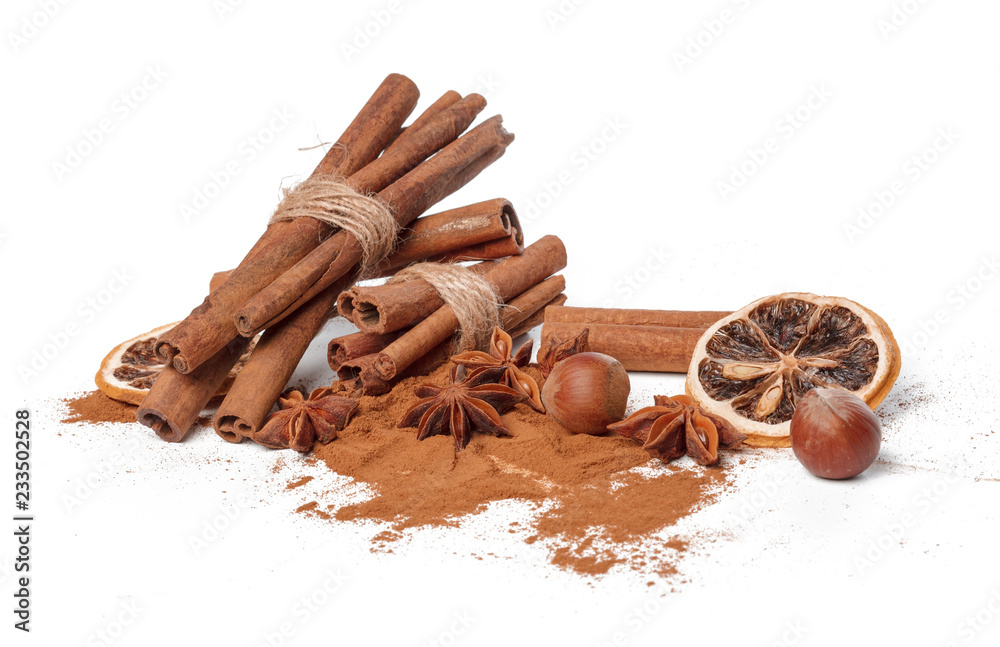 Cinnamon sticks isolated on white background Cinnamon sticks isolated on white background