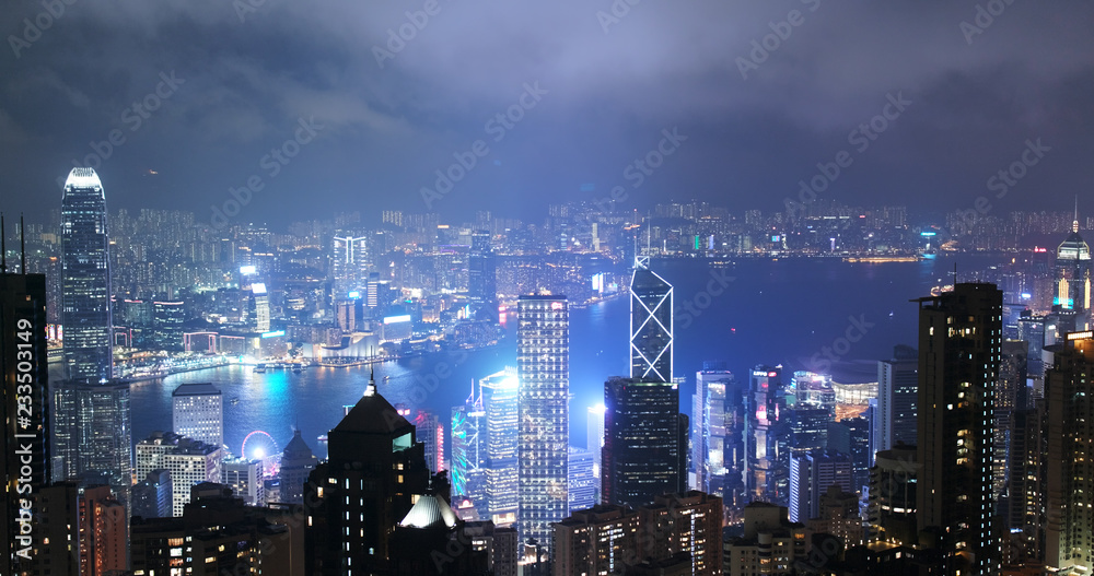 Obraz premium Hong Kong skyline at night