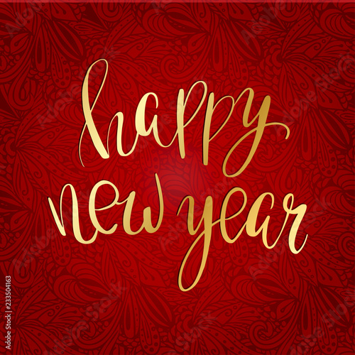 Happy New Year lettering for invitation and greeting card