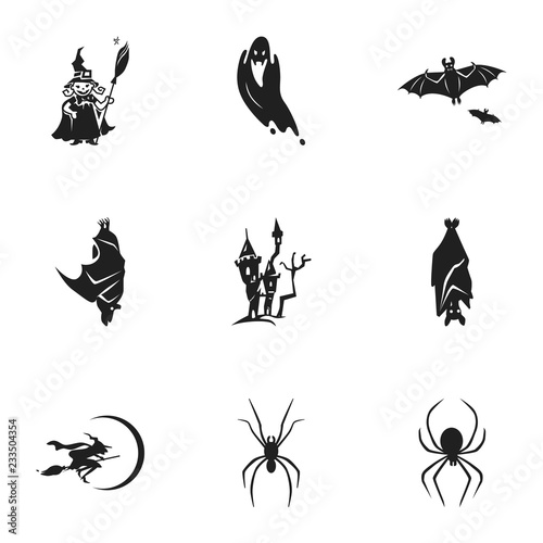 Halloween party icon set. Simple set of 9 halloween party vector icons for web design isolated on white background © nsit0108