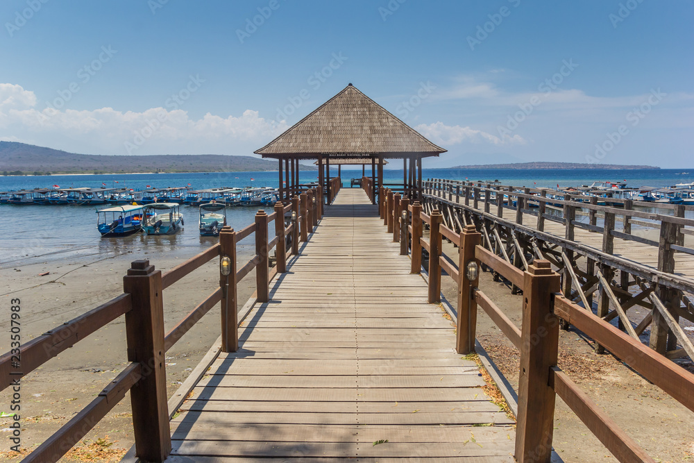 Wooden jetty at the Bali Barat National Park, Indonesia