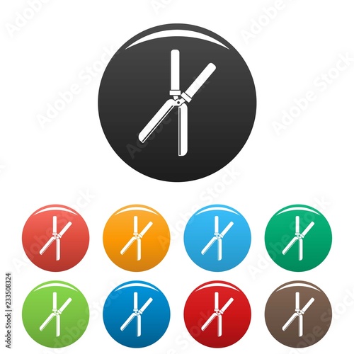 Farm scissors icons set 9 color vector isolated on white for any design