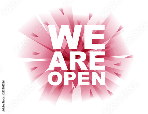 red vector banner we are open