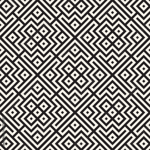 Ethnic pattern vector design. Seamless lattice background. Square repeating lines elements.