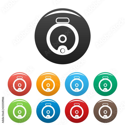 Top view robot vacuum cleaner icons set 9 color vector isolated on white for any design