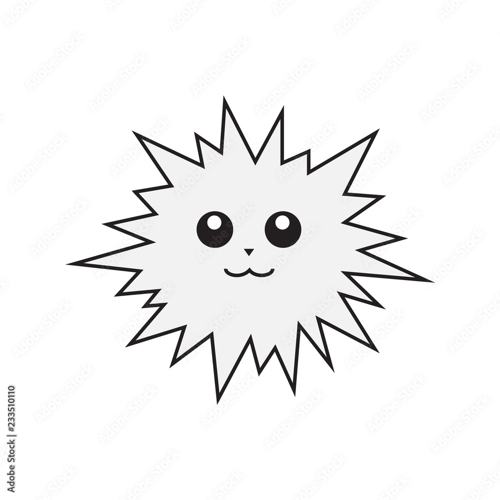 Cute pompon with a face. Smile. Vector illustration.