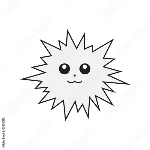Cute pompon with a face. Smile. Vector illustration.