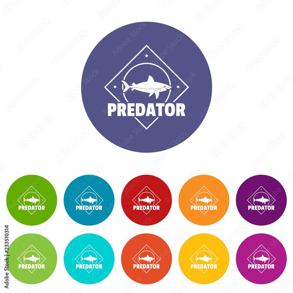 Obraz premium Predator ocean icons color set vector for any web design on white background