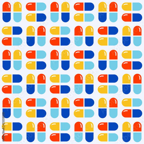 Medications (pills and tablets). Geometric Seamless Pattern.