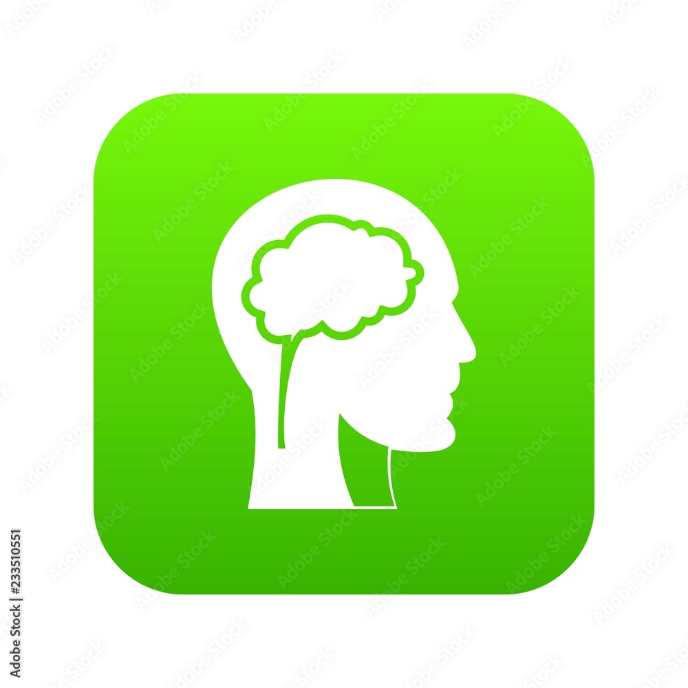 Head with brain icon digital green for any design isolated on white vector illustration