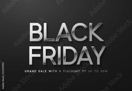 Black Friday Sale. Banner, poster, logo silver color on dark background.