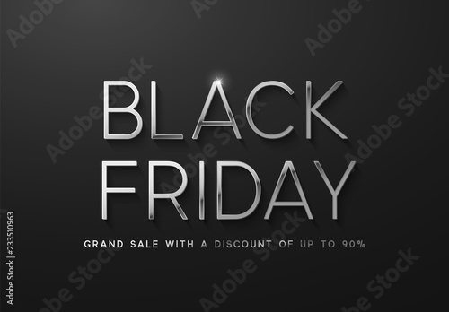 Black Friday Sale. Banner, poster, logo silver color on dark background.