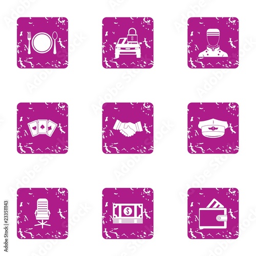 Parlay icons set. Grunge set of 9 parlay vector icons for web isolated on white background