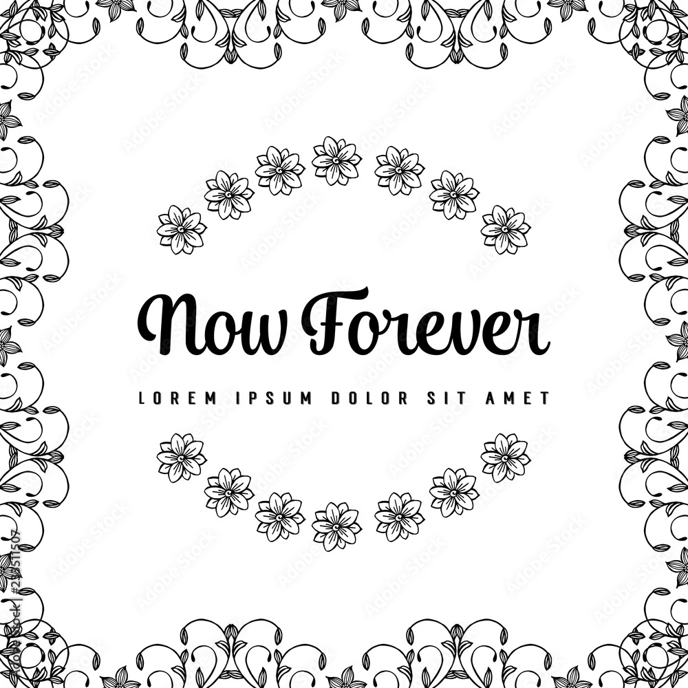 Vector flowers set with now forever hand draw