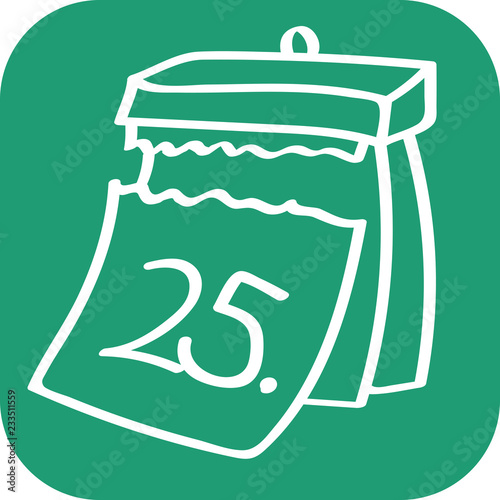 Handgezeichneter Kalender - Tag 25 auf grünem Hintergrund