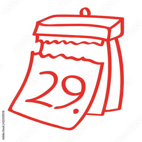 Handgezeichneter Kalender - Tag 29 in rot