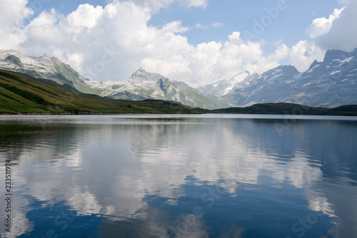 View at Tannensee in the direction of mount Titlis on Switzerland