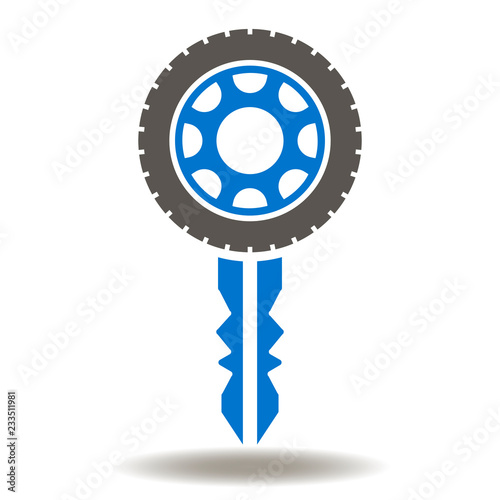 Car wheel key icon vector. Transportation symbol. Sale, repair and maintenance of cars logo.